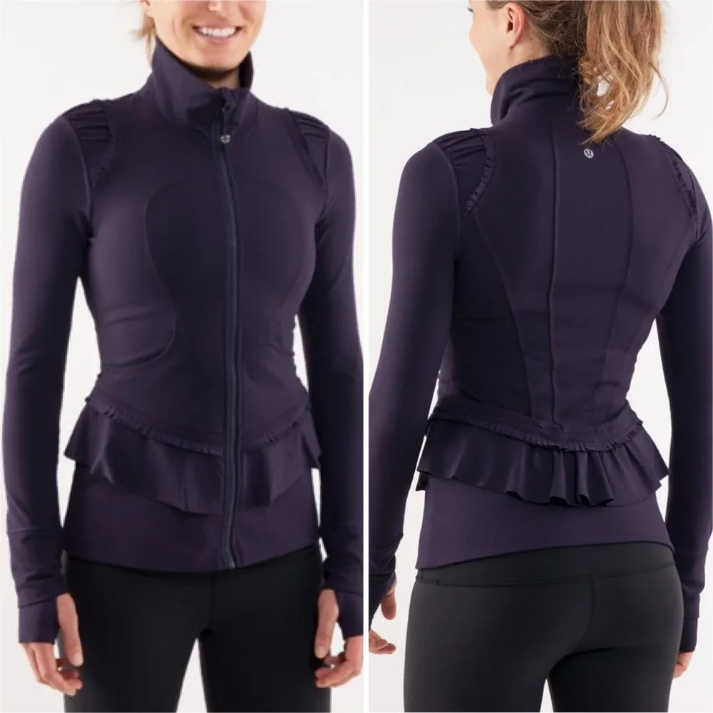 Lululemon City To Yoga Ruffle Peplum Jacket in Black Swan